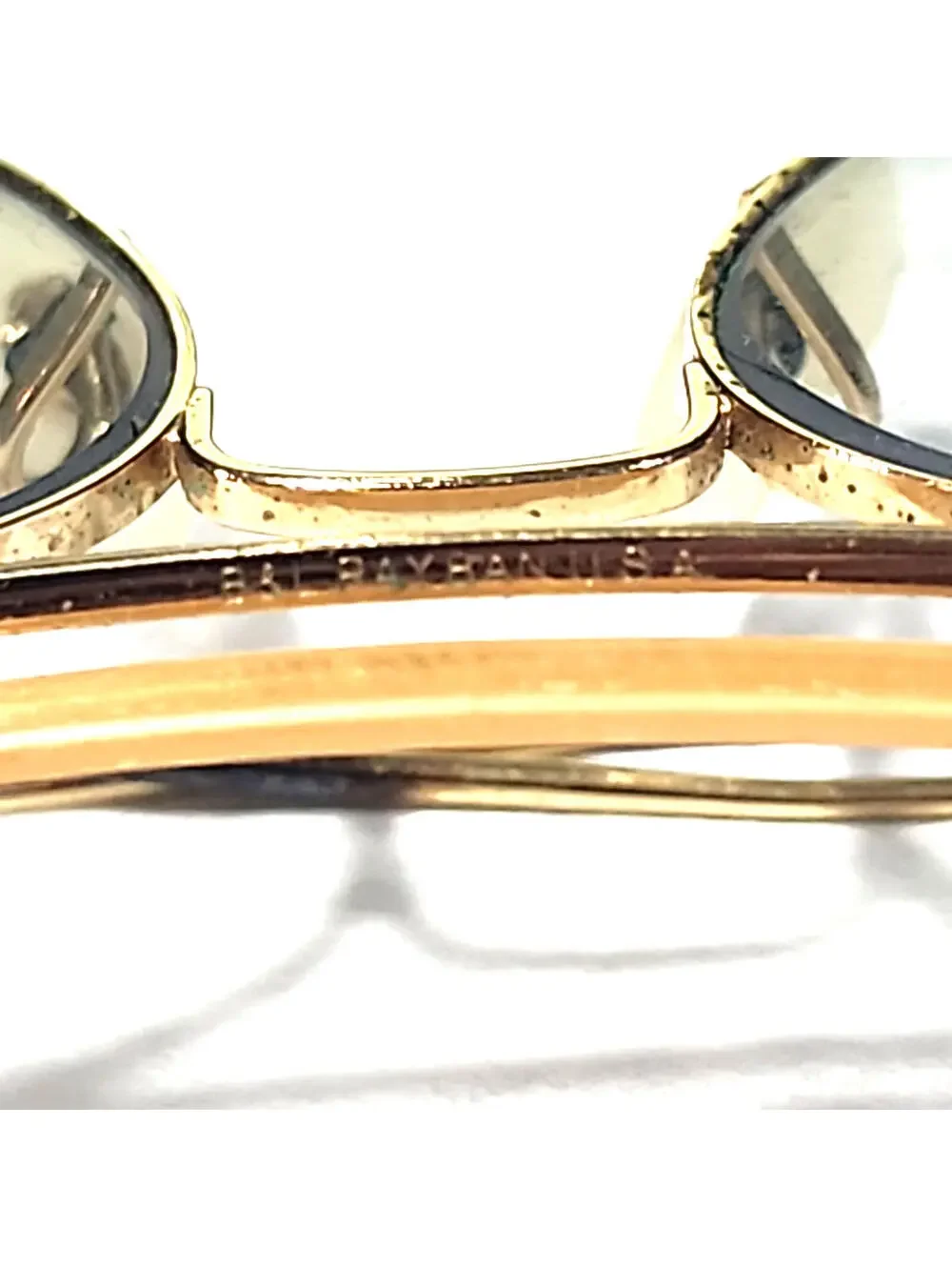 Ray Ban B&L Vintage 70's Outdoorsman Gold Light Gray Aviator Sunglasses 58-14